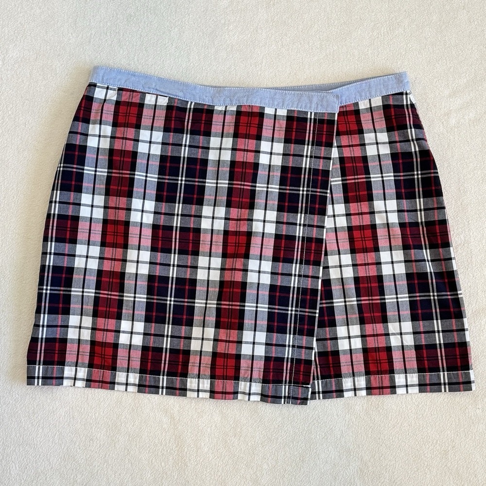 Tommy Hilfiger Plaid Skort 12‎ Red Navy Cotton Preppy Golf Y2K
